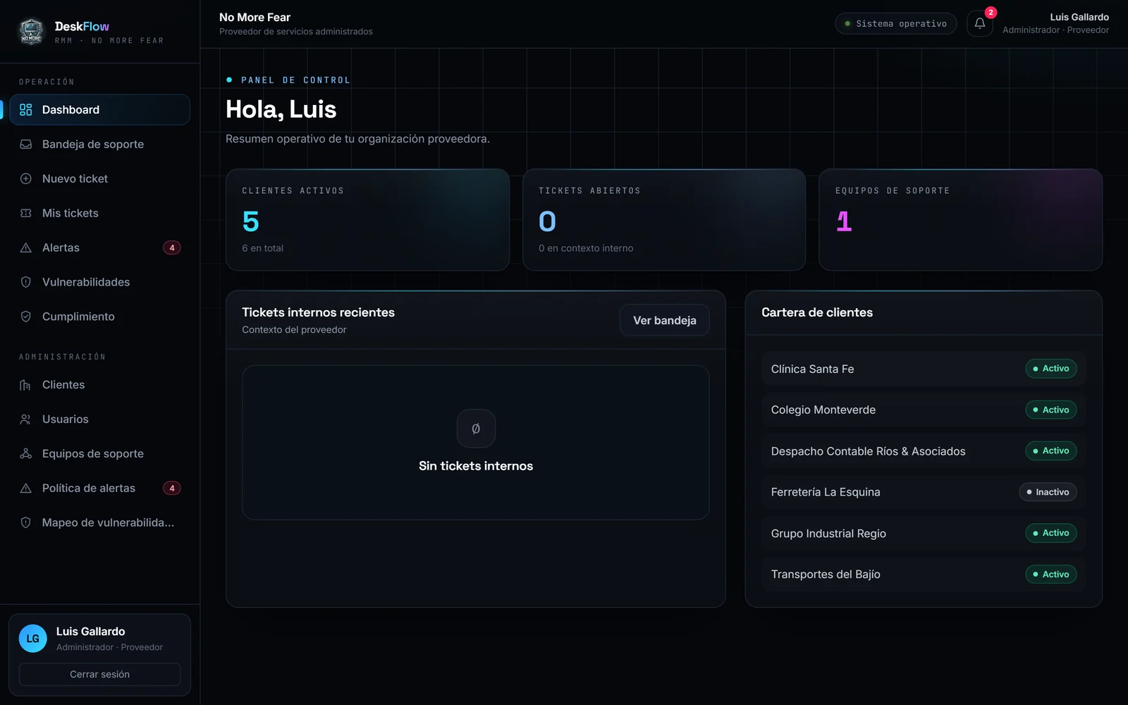 DeskFlow RMM: Toda tu operación en un vistazo